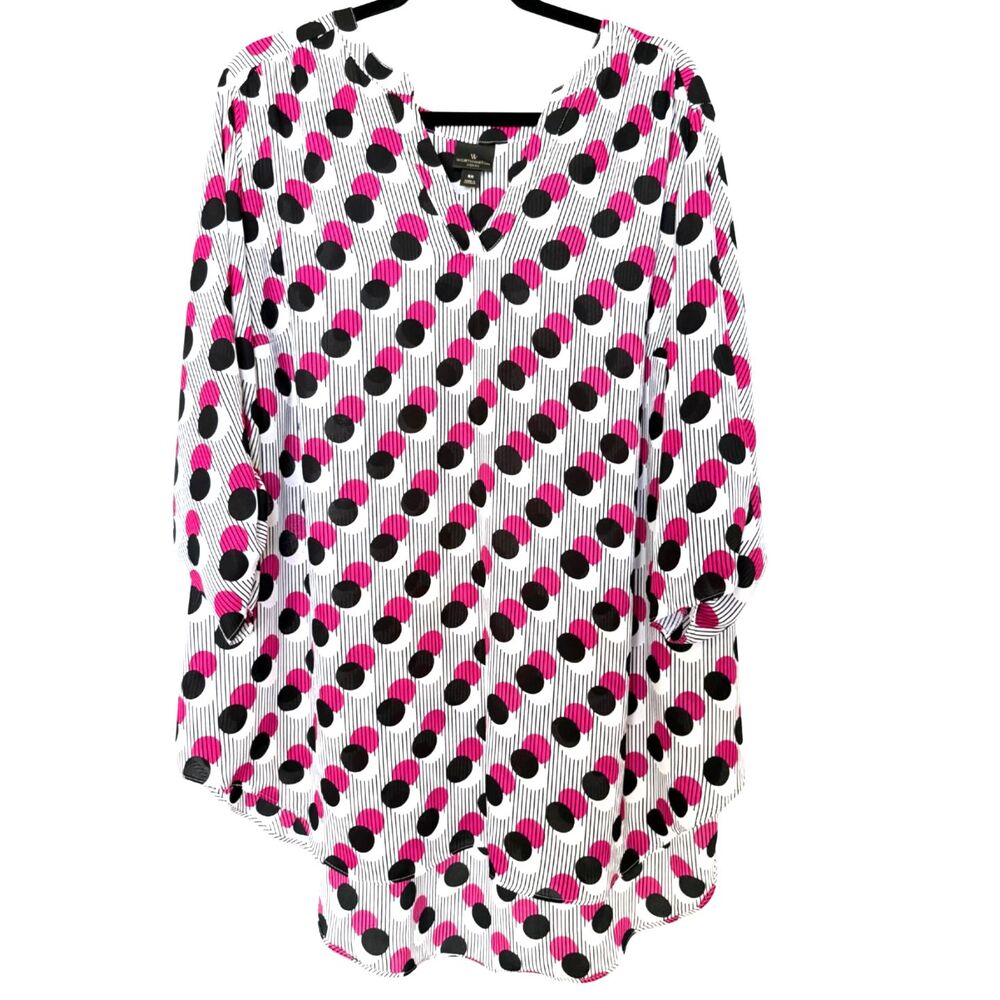 Worthington Kimono Sleeve Polka Dot Blouse Women's Size 3X